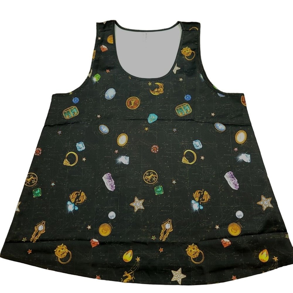 Fabletics Womens M Breathable Ecosatin Sleeveless Tank Top Lucky Charm Horoscope